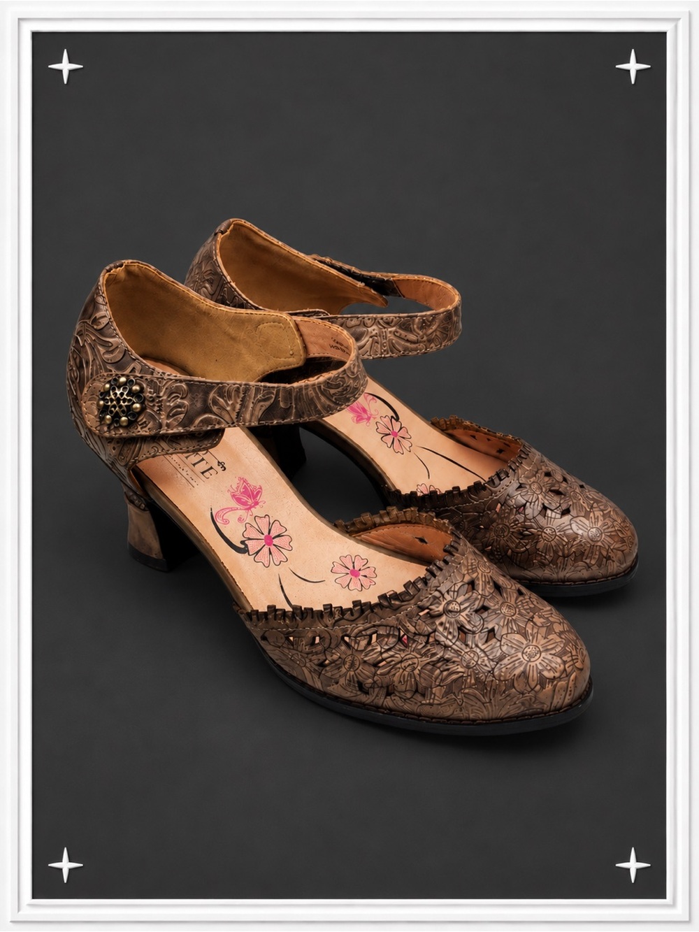 "Visionary" Embossed Leather Mary Jane Heels by L'Artiste | Women's 8.5